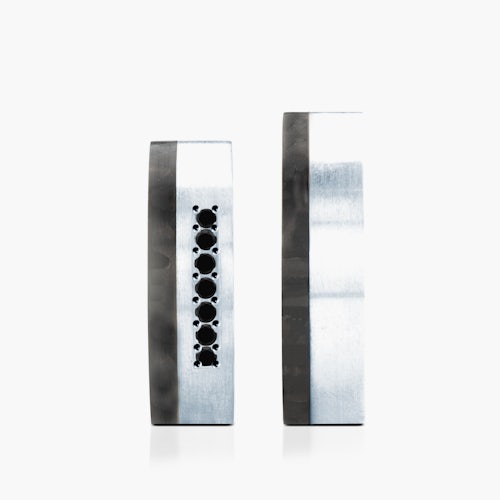 Obrączki ślubne: carbon, srebro, płaskie, 6 mm